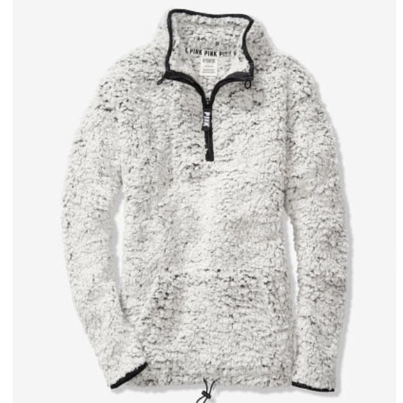 VS PINK Sherpa Half Zip Gray Size Medium - Picture 3 of 7